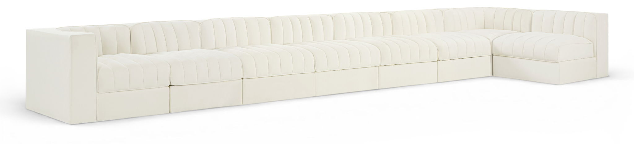 Rummi - Velvet Performance Fabric Upholstered 8 Piece Modular Sectional, L-Shaped (Right) - Stylish Home Furniture