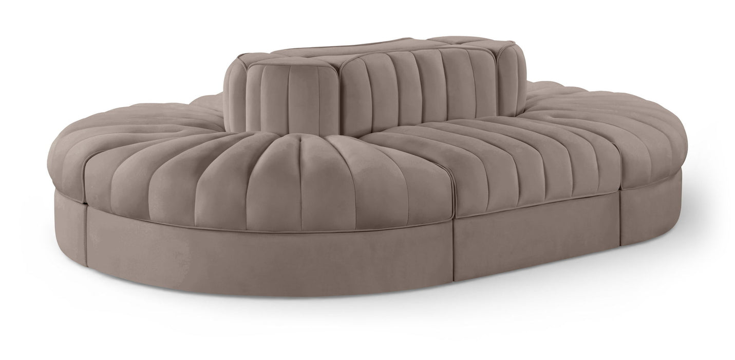Rummi - Oval Velvet Performance Fabric Upholstered 6 Piece Modular Sectional - Stylish Home Furniture