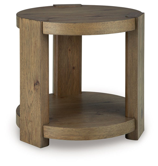 Flangren - Round End Table - Light Brown - Stylish Home Furniture