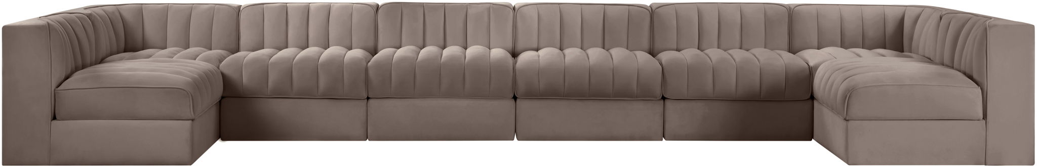 Rummi - Velvet Performance Fabric Upholstered 8 Piece Modular Sectional (With 2 Corner Chairs) - Stylish Home Furniture