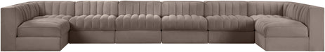 Rummi - Velvet Performance Fabric Upholstered 8 Piece Modular Sectional (With 2 Corner Chairs) - Stylish Home Furniture