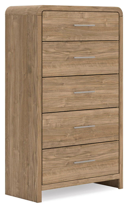Gramburg - Five Drawer Chest - Warm Natural Brown - Stylish Home Furniture