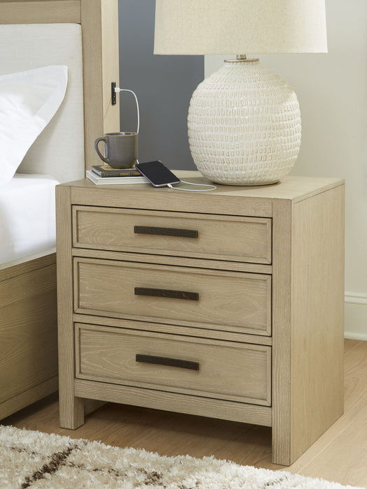 Calmoro - Three Drawer Night Stand - Gray - Stylish Home Furniture