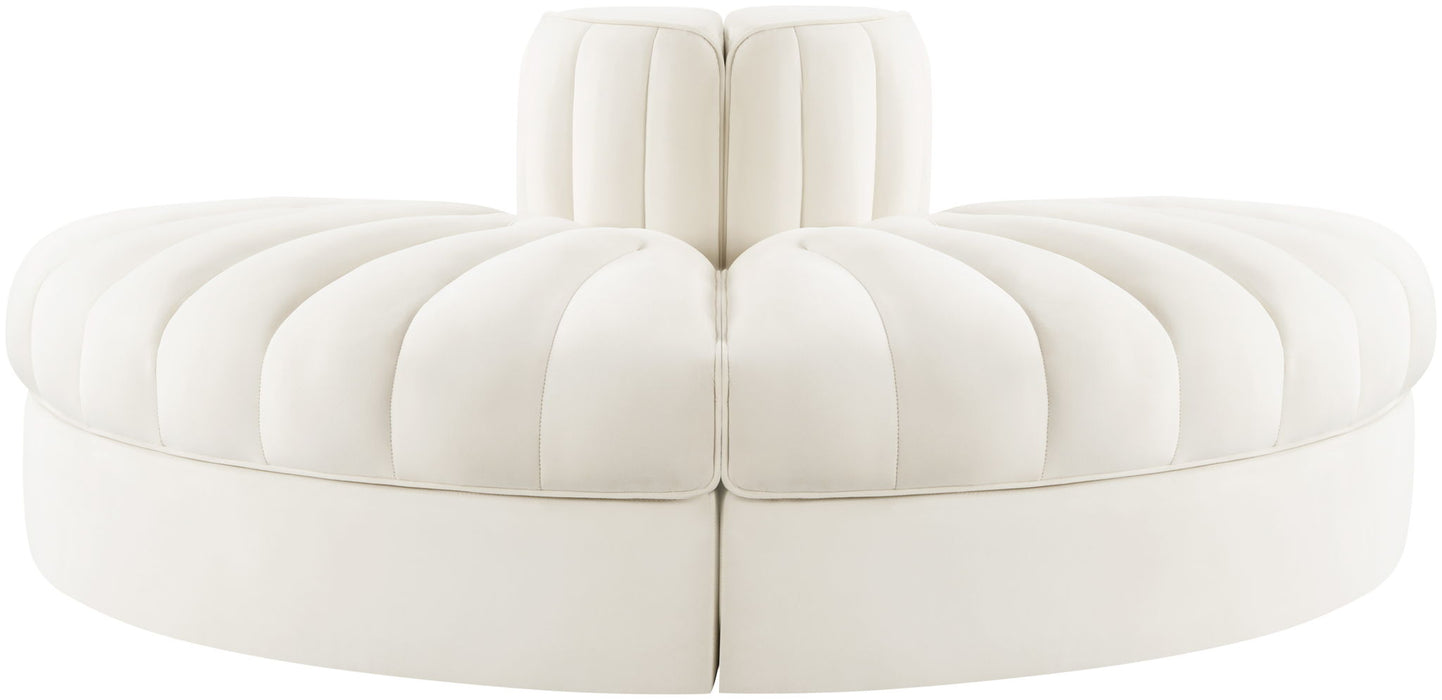 Rummi - Velvet Performance Fabric Upholstered 2 Piece  Rounded Modular Loveseat - Stylish Home Furniture