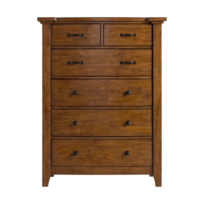 Gage - 6-Drawer Chest - Chestnut - Stylish Home Furniture