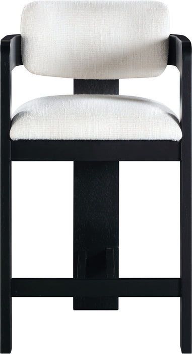 Sacha - Linen Stool With Black Base