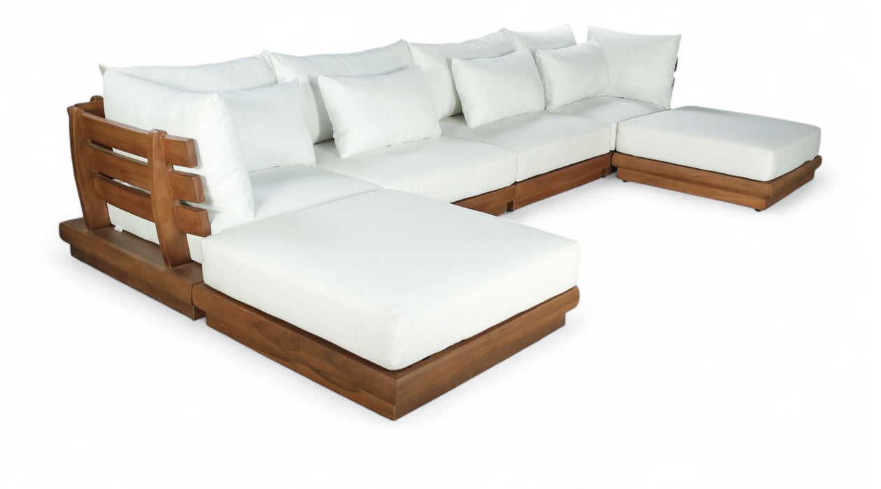 Mirella - 6 Piece Water Resistant Fabric Upholstered Outdoor Patio Modular Sectional