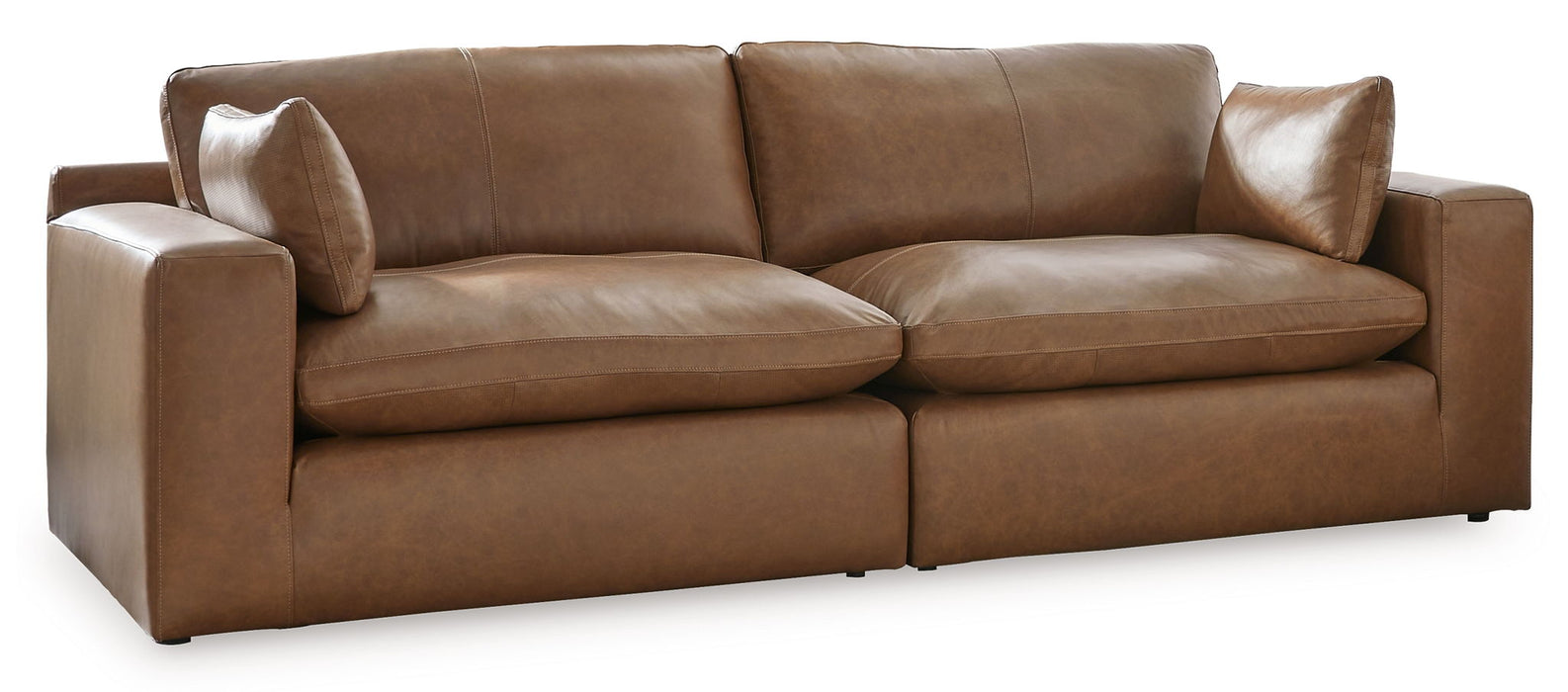 Emilia - 3 Pc. - 2-Piece Sectional Loveseat, Ottoman - Caramel - Stylish Home Furniture