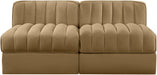 Rummi - Velvet Performance Fabric Upholstered 2 Piece Modular Armless Loveseat - Stylish Home Furniture