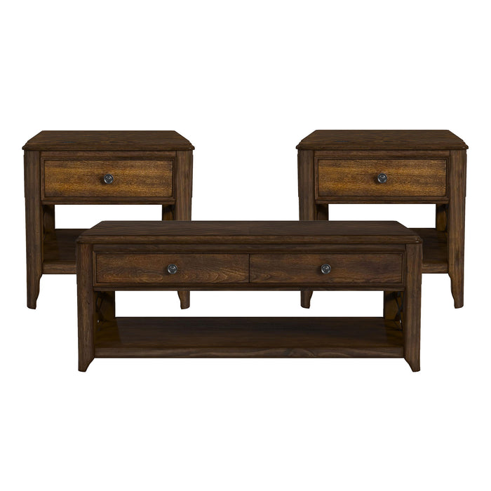 Phillipe - 3 Piece Occasional Table Set (Coffee Table & Two End Table) - Cherry - Stylish Home Furniture