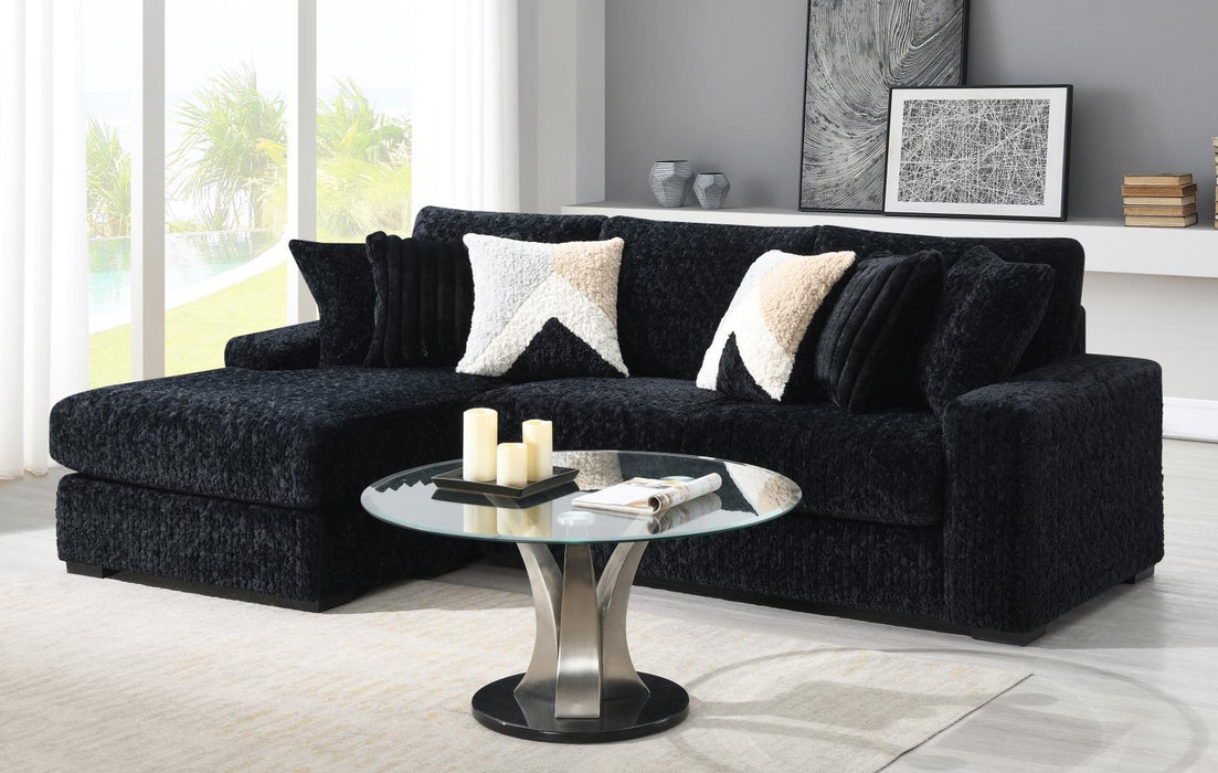 U281 - 6 Piece Setional With Right Chaise (1 LAF + 1 Wedge + 2 Armless Chair + 1 Console + 1 RAF Chaise) - Black