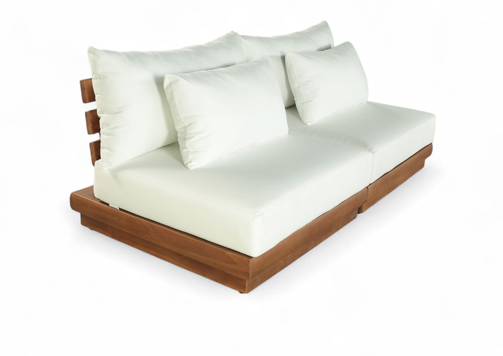 Mirella - 2 Piece Water Resistant Fabric 74" Upholstered Outdoor Patio Modular Armless Loveseat