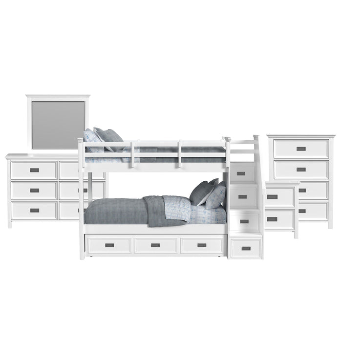 Hampton Kids - Bunk With Staircase And Trundle Bedroom Set - Stylish Home Furniture