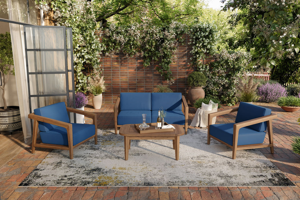 Bali - 4 Piece Set - Loveseat, 2 Chairs, Coffee Table - Dark Blue - Stylish Home Furniture