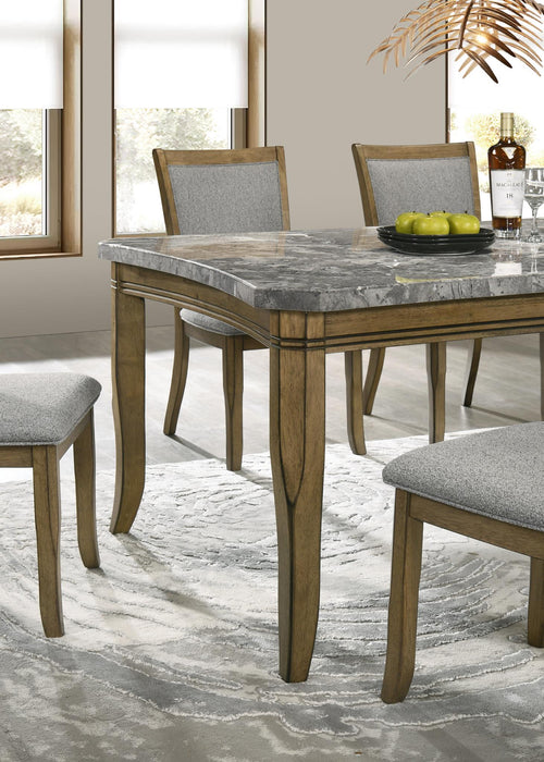 D076 - Rectangular Dining Table - Dark Dray Brush / Graystone Marble