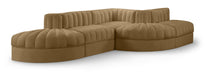 Rummi - Rounded Velvet Performance Fabric Upholstered 5 Piece Modular Sectional - Stylish Home Furniture