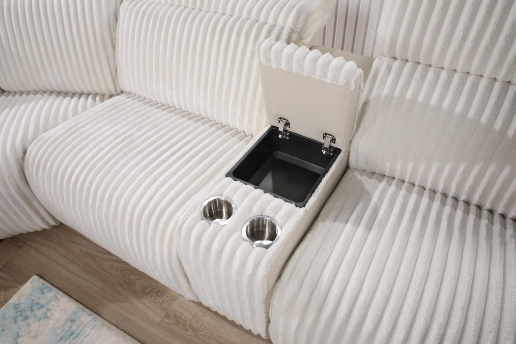 U14 - 6 Piece Power Reclining Sectional With Power Headrest - White