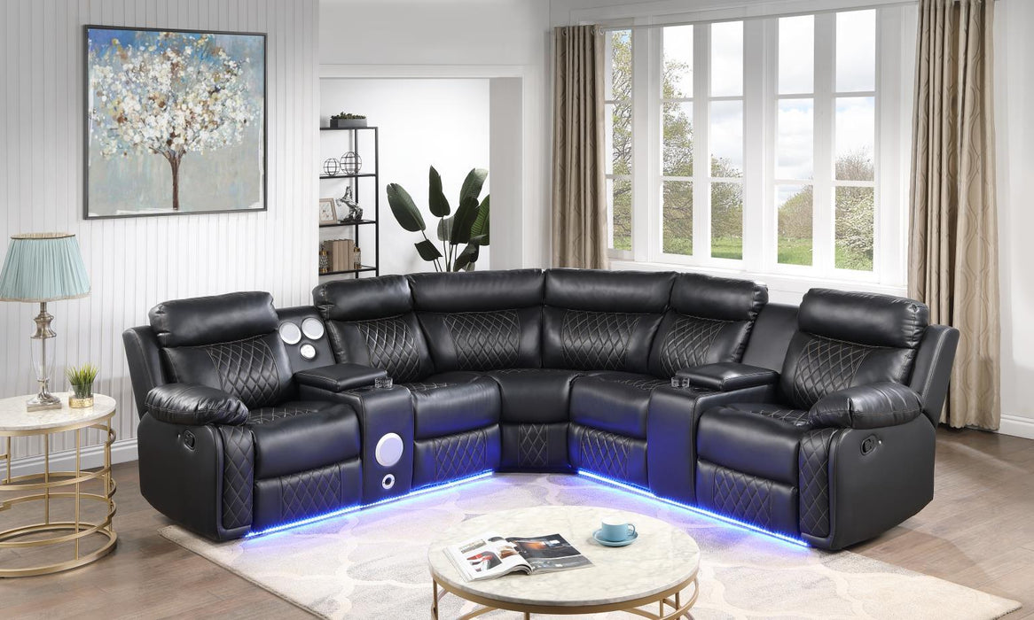 U63 - Motion 3 Piece Sectional With Bluetooth Speaker - Black