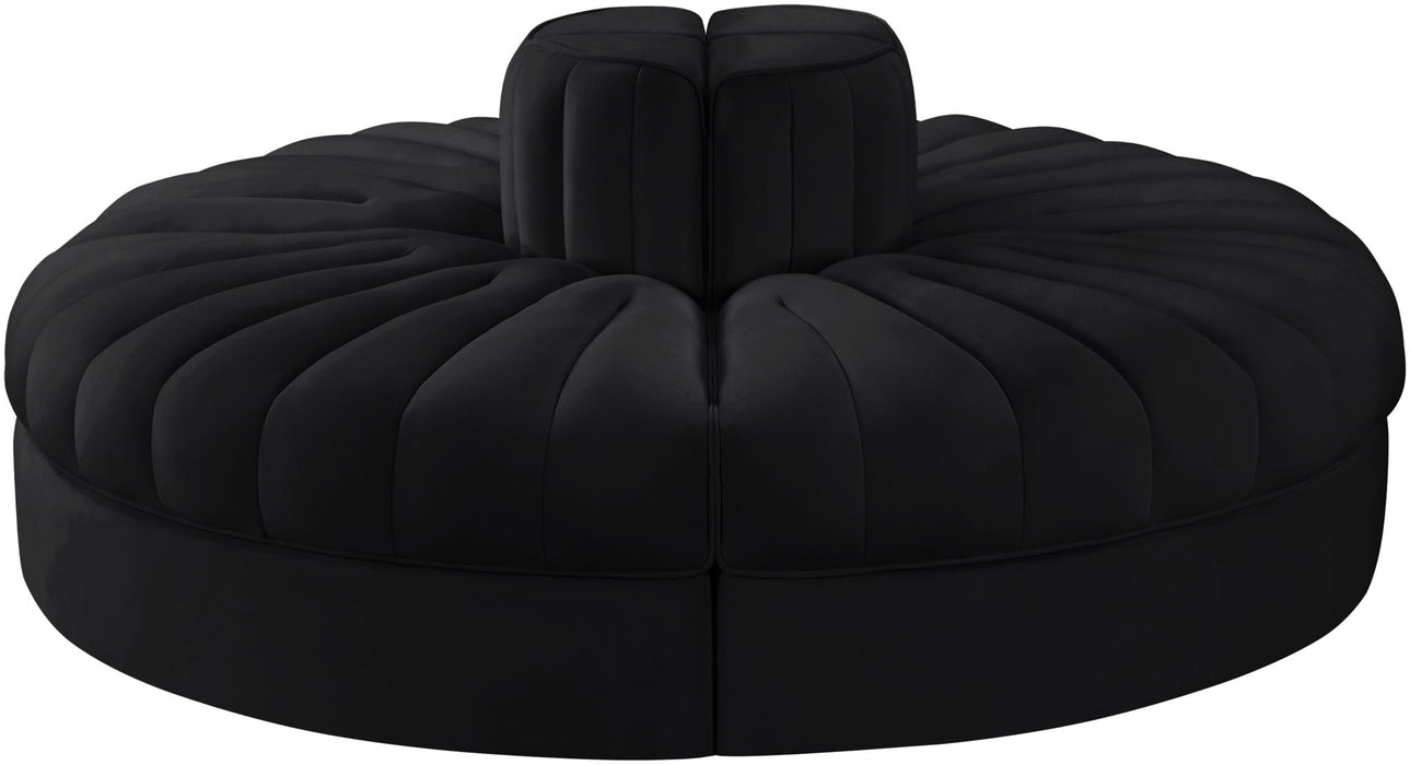 Rummi - Round Velvet Performance Fabric Upholstered 4 Piece Modular Sofa - Stylish Home Furniture