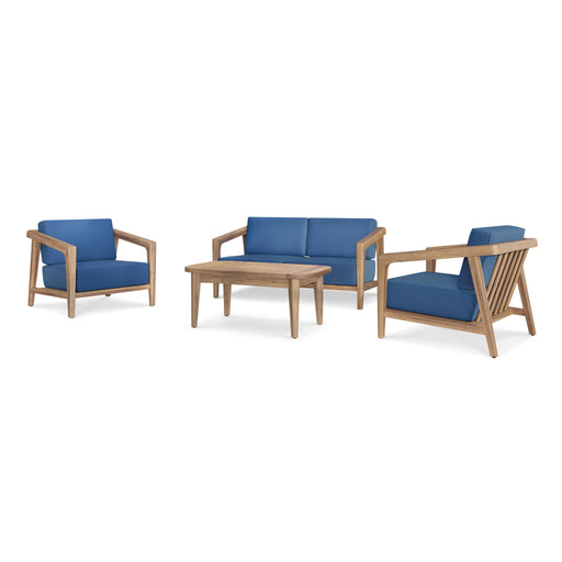 Bali - 4 Piece Set - Loveseat, 2 Chairs, Coffee Table - Dark Blue - Stylish Home Furniture
