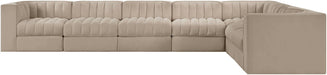 Rummi - Velvet Performance Fabric Upholstered 7 Piece Modular Sectional (With 3 Corner Chairs) - Stylish Home Furniture