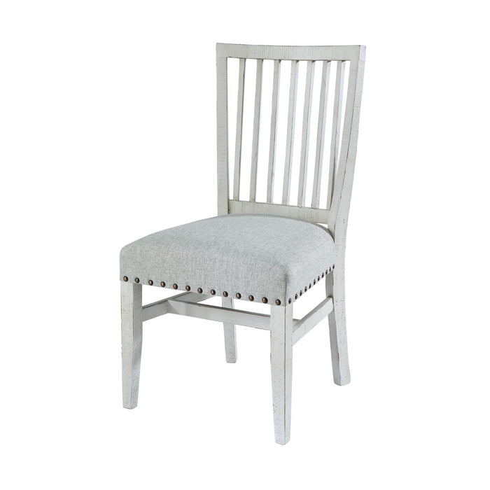 Condesa - Round Dining-White Wing Slat Back Side Chair (Set of 2) - Distressed White Finish