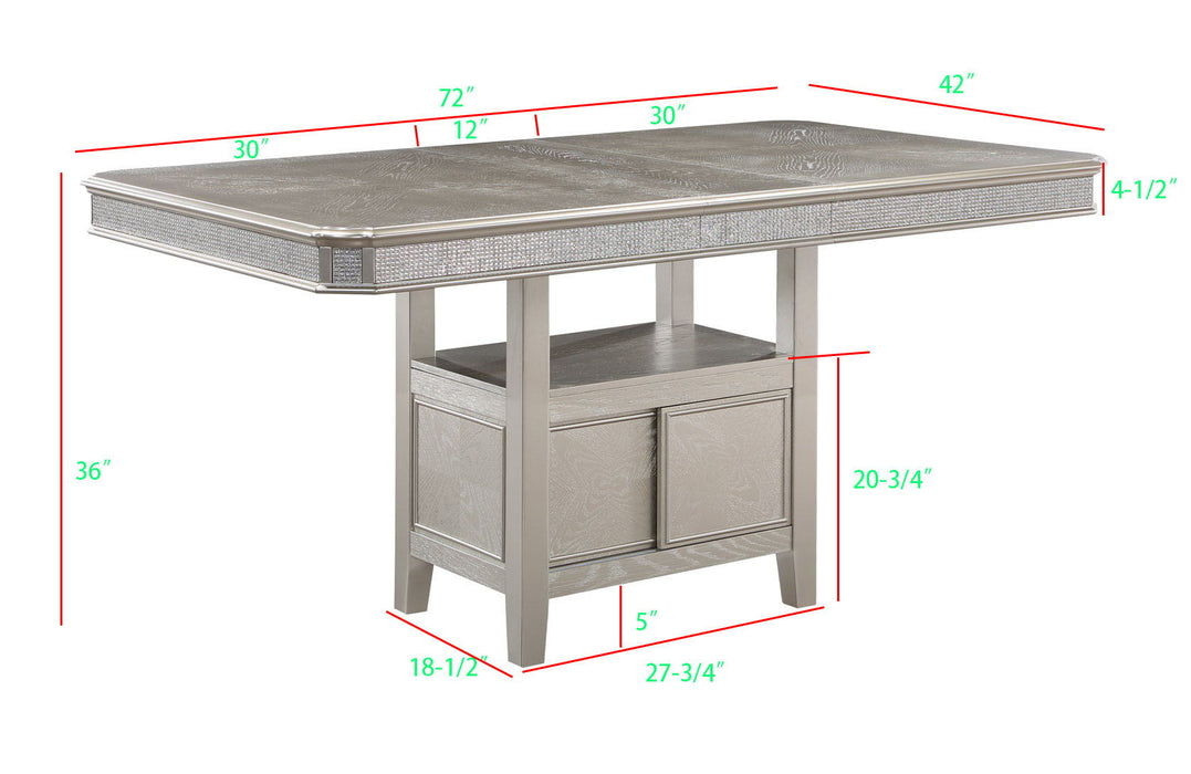 Klina - Counter Height Table (1 X 12 Leaf) - Silver