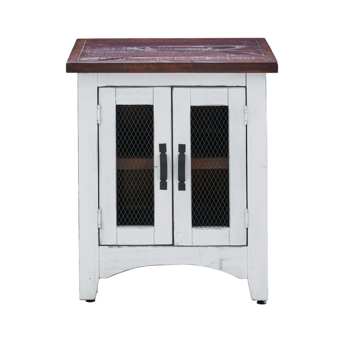 Thomas - End Table White With Brown Top