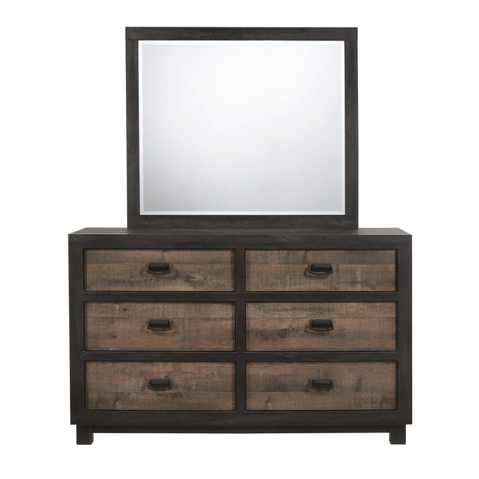 Harlington - 6-Drawer Dresser With Mirror Set - Dark Chocolate