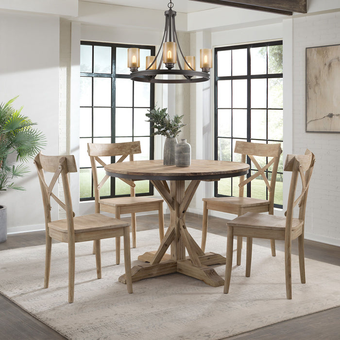 Callista - Round Standard Height 5 Piece Dining Set-Table And Four Chairs - Beach