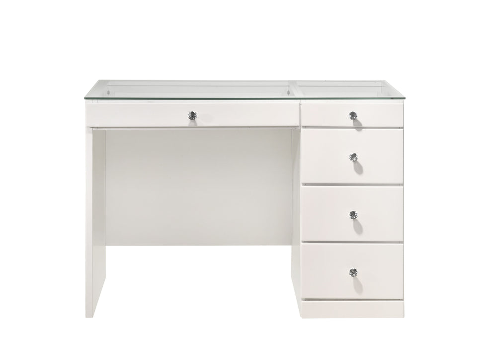 Morgan - Vanity Desk With Glass Top, Led Mirror & Stool