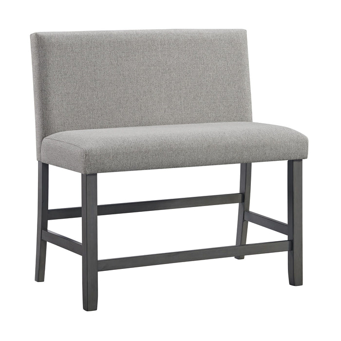 Seneca - Counter Bench With Upholstered Back And Grey Fabric - Gray